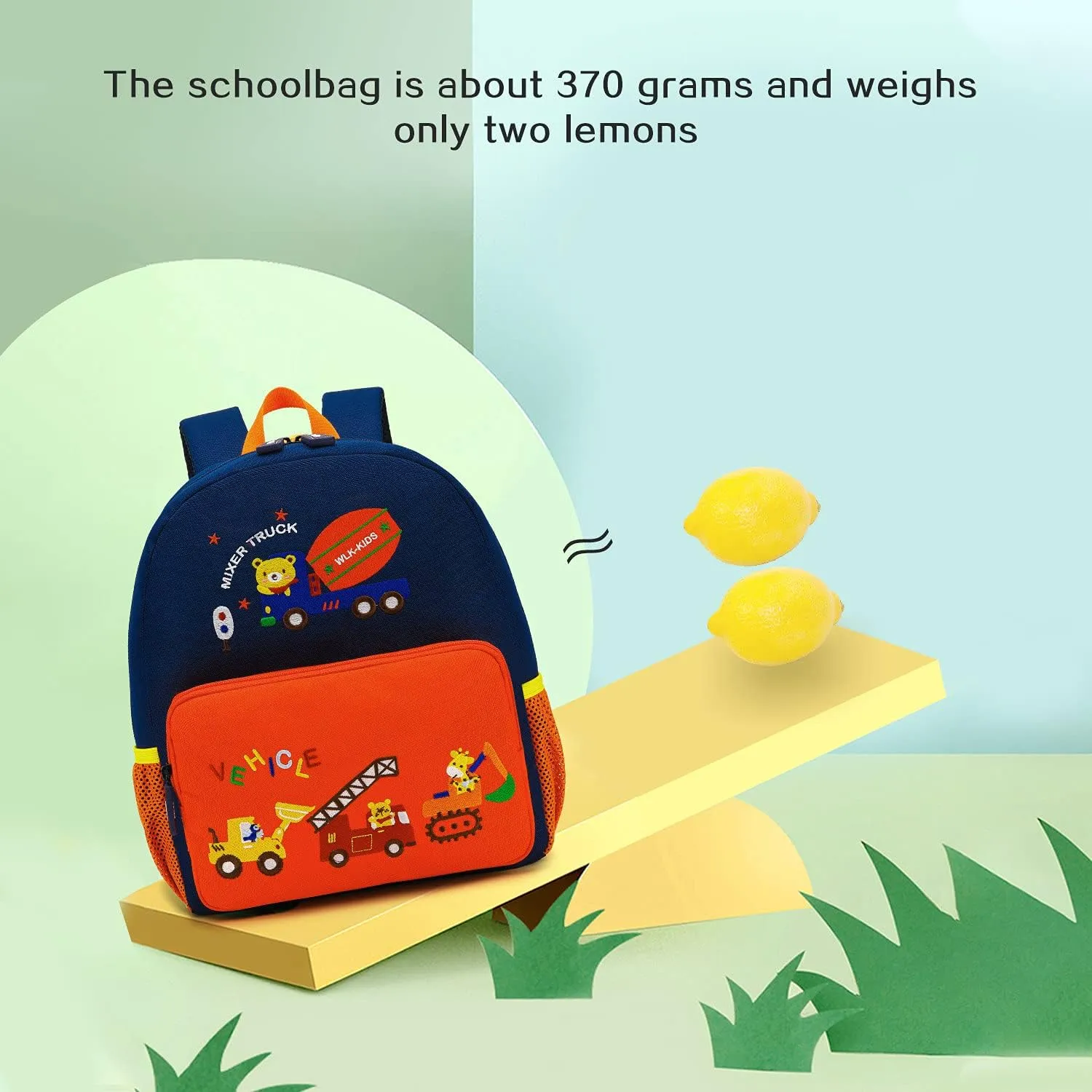 Car Dinosaur Kids Toddler Backpack for Boys and Girls Children Waterproof Preschool Bag(Orange Traffic Paradise)