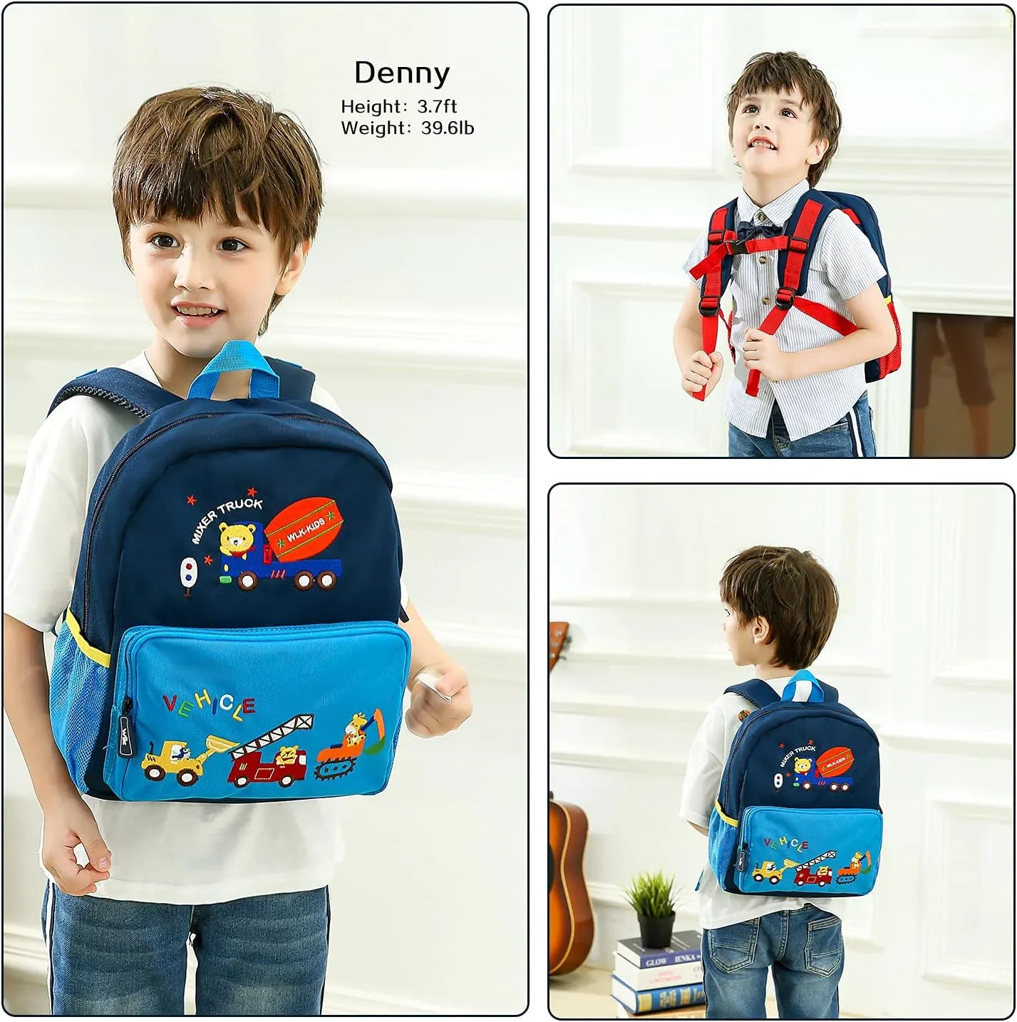 Car Dinosaur Kids Toddler Backpack for Boys and Girls Children Waterproof Preschool Bag(Orange Traffic Paradise)
