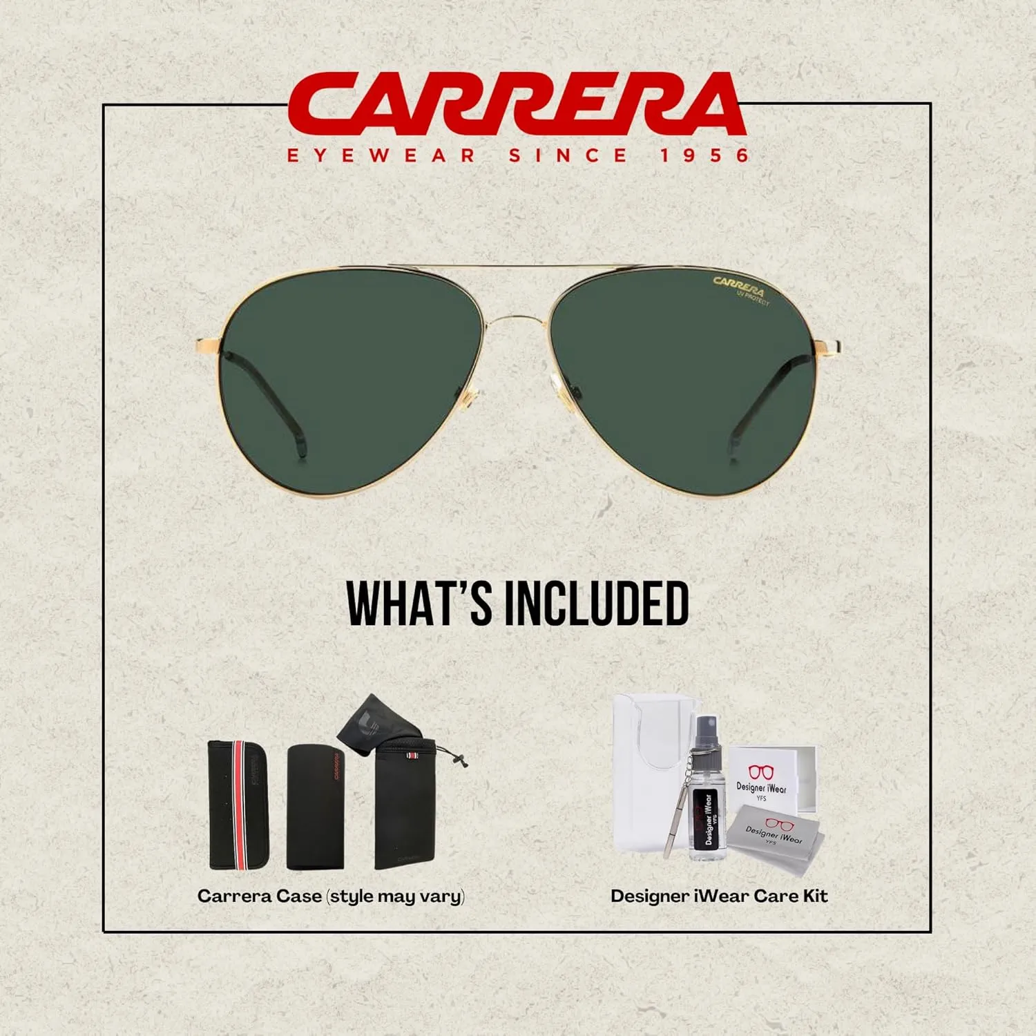 Carrera 2031T/S Aviator Sunglasses for Men for Women   BUNDLE With Designer iWear Eyewear Kit