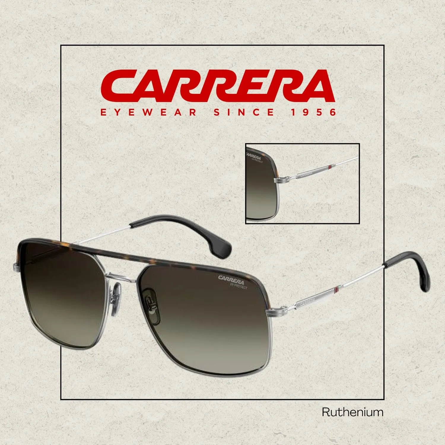 Carrera CA152/S Square Sunglasses for Men   BUNDLE With Designer iWear Eyewear Kit