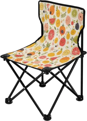 Cartoon Fruits Portable Outdoor Folding Chair Anti-Slip Padded Oxford Cloth Stool Camping Chair Small for Beach Hiking Fishing Gardening Quad Camp Chair