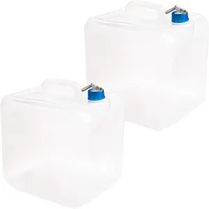Cedilis 2 Pack 5.3 Gallon Collapsible Water Container with Spigot, Food Safe Water Storage Jug, BPA-Free Camping Water Storage Jug Canteen for Outdoor Hiking and Emergency, Portable, Foldable