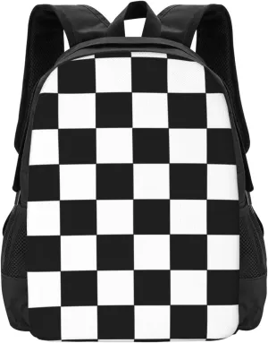 Checkered Black And White Lightweight Packable Backpack Travel Casual Hiking Daypack Foldable Backpack For Men Women
