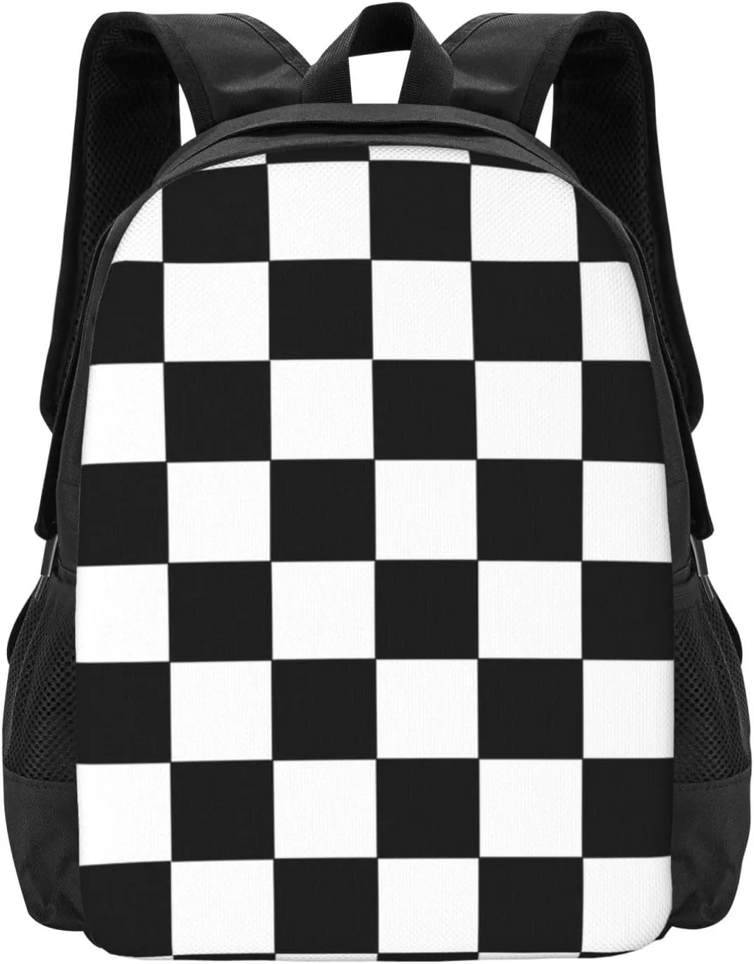 Checkered Black And White Lightweight Packable Backpack Travel Casual Hiking Daypack Foldable Backpack For Men Women