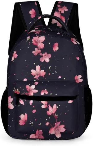 Cherry Flowers Travel Backpack Cute Laptop Bag Aesthetic Campus Backpack Casual Daypack