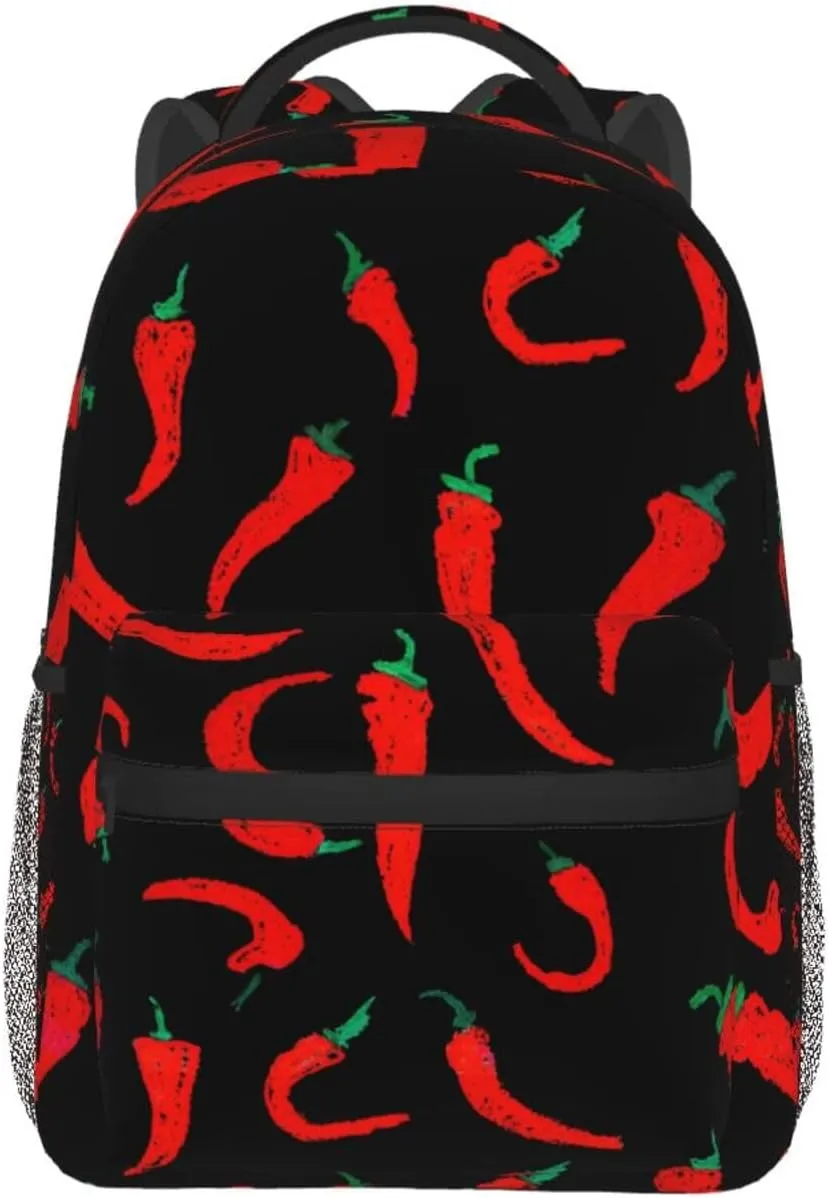 Chili Pepper Backpack Casual Laptop Backpack Lightweight Double Shoulder Bag Travel Daypack For Women Men