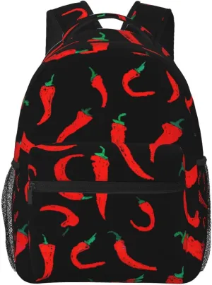 Chili Pepper Backpack Casual Laptop Backpack Lightweight Double Shoulder Bag Travel Daypack For Women Men