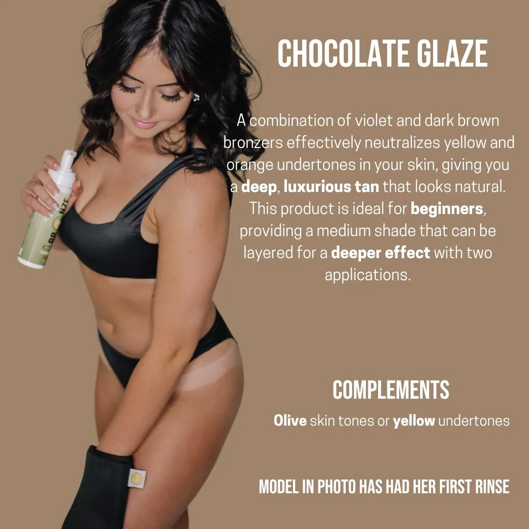 Chocolate Glaze Self-Tanning Foam Mousse (Medium) | Streak-Free, Fast-Drying, Scent-Free, Natural Rich Brown Color | Includes Applicator Mitt | Complements All Skin Tones - 6.7 fl oz