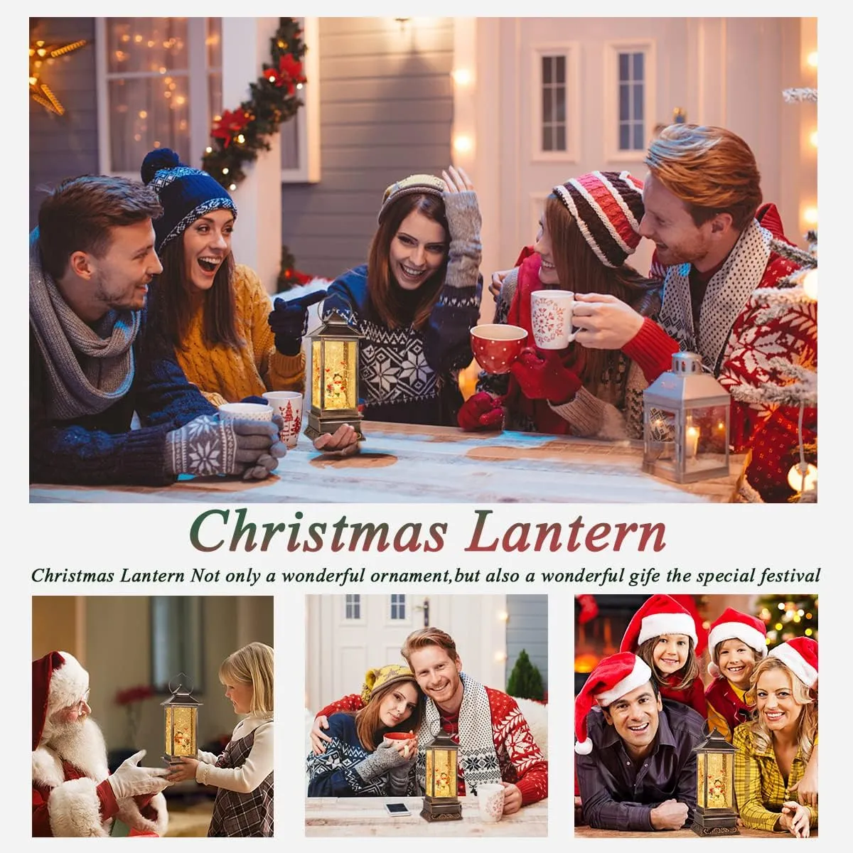 Christmas Lanterns Singing Battery Operated Musical Lighted Christmas Snowman Water Snow Globe with Music Christmas Decoration and Gifts-Christmas Table Decoration