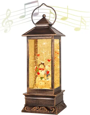 Christmas Lanterns Singing Battery Operated Musical Lighted Christmas Snowman Water Snow Globe with Music Christmas Decoration and Gifts-Christmas Table Decoration