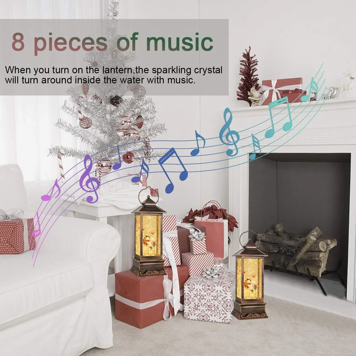 Christmas Lanterns Singing Battery Operated Musical Lighted Christmas Snowman Water Snow Globe with Music Christmas Decoration and Gifts-Christmas Table Decoration