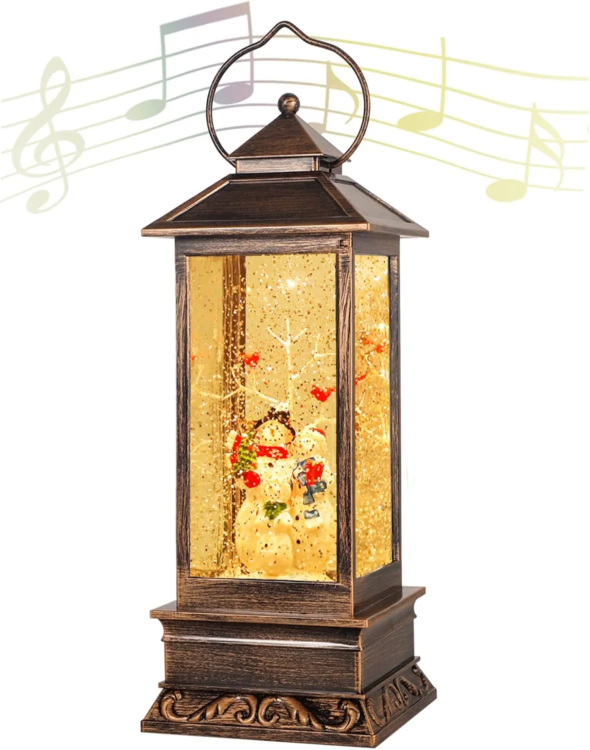 Christmas Lanterns Singing Battery Operated Musical Lighted Christmas Snowman Water Snow Globe with Music Christmas Decoration and Gifts-Christmas Table Decoration