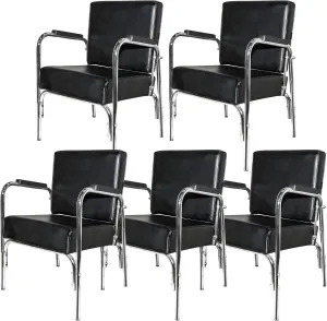 Chromium PureSana 5 Pack Ella Professional Auto Reclining Shampoo Chair with Washable Vinyl, High Density Foam Cushions, and Stainless Steel Frame