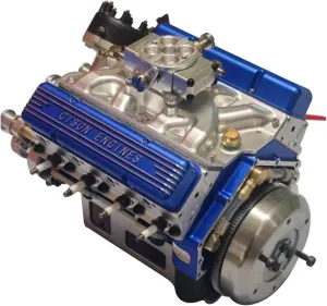 Cison V8 Engine Kit Gasoline - 4-Stroke 44cc Water-Cooled OHV Small-Block Model Engine Kit for Adults - Buildable STEM V8 Model with 1/6 Scale (Blue)