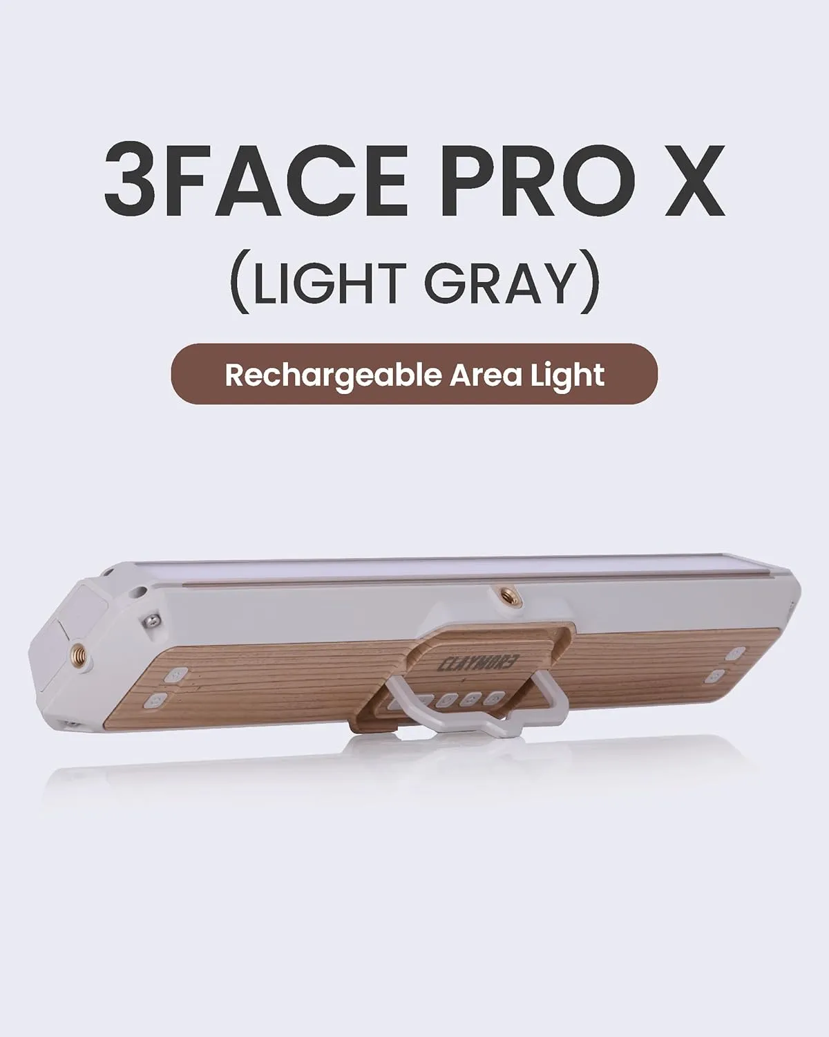 Claymore 3Face Pro X (Light Gray) - Rechargeable Surface Area Camping Light for Trucks, Overlanding, Tents, Canopies, Outdoor Events, Street Vendors, Work Lighting, Long-Lasting Battery, Hanging