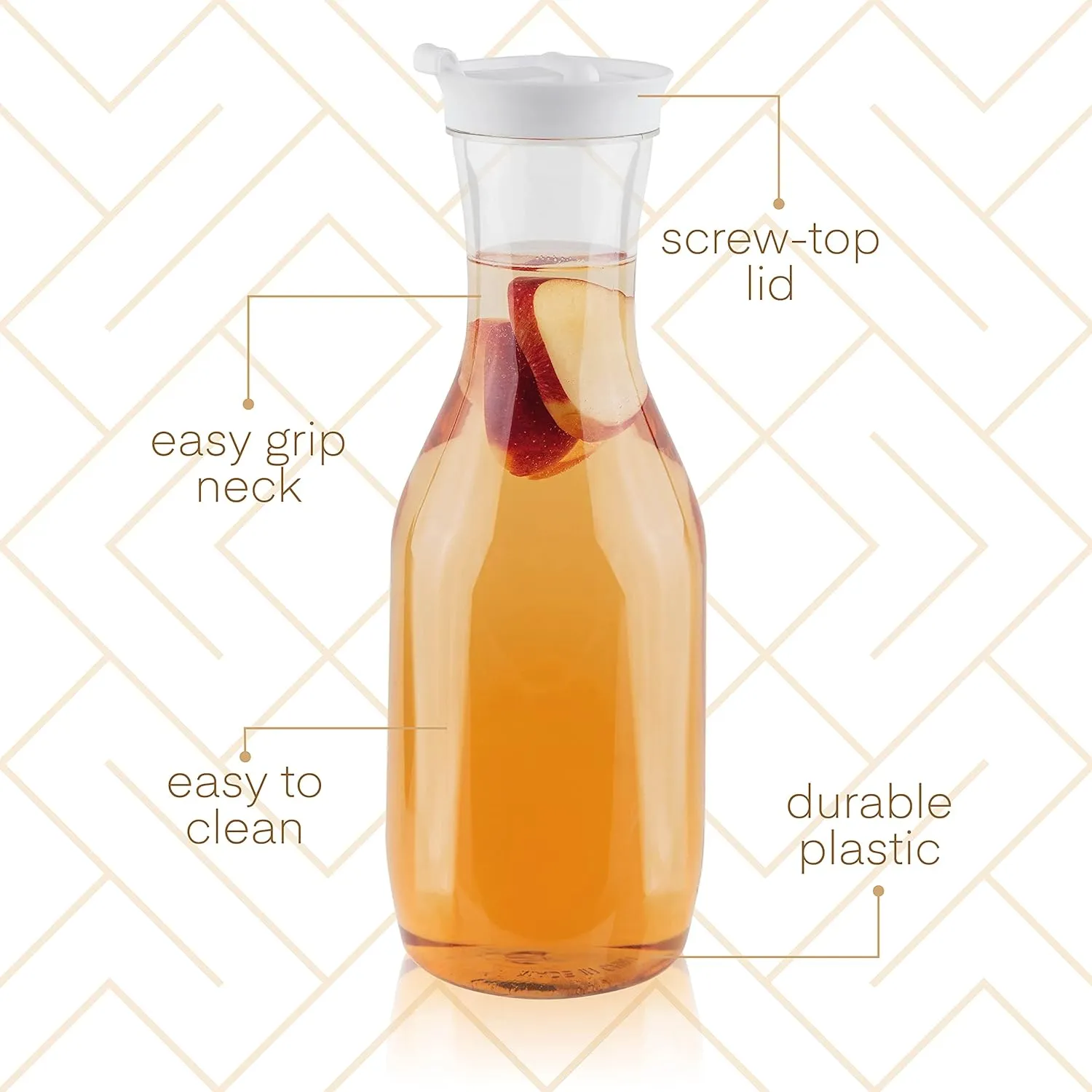 Clear Plastic Water Pitchers Carafes with Flip top Lids Heavy Duty Beverage Pitcher Jug for Juice or iced Coffee Great for Mimosa bar Restuarants ot Schools (3, 50 OZ)