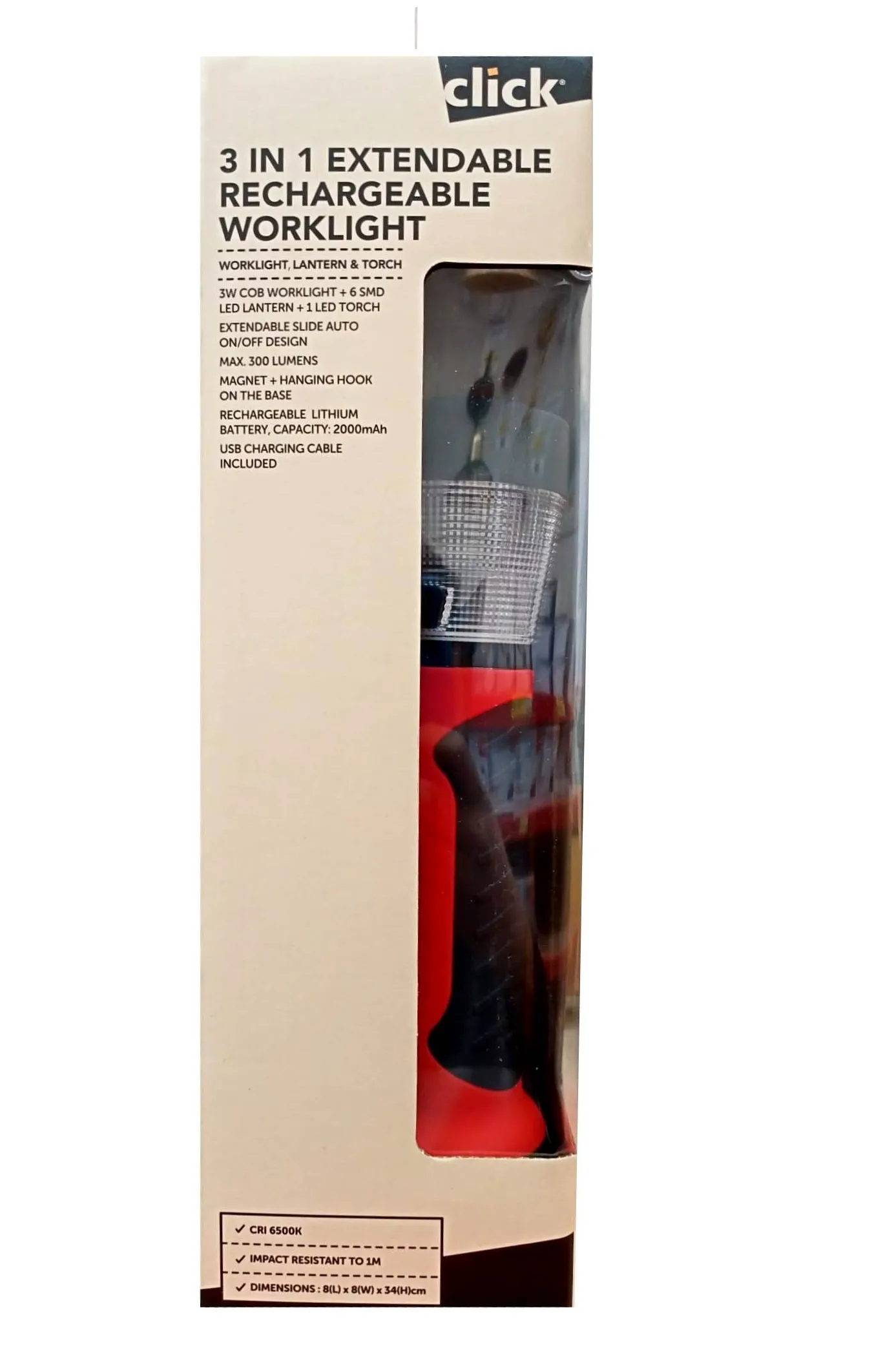 Click 3 in 1 Multipurpose Extendable Rechargeable Work Light - GS8101