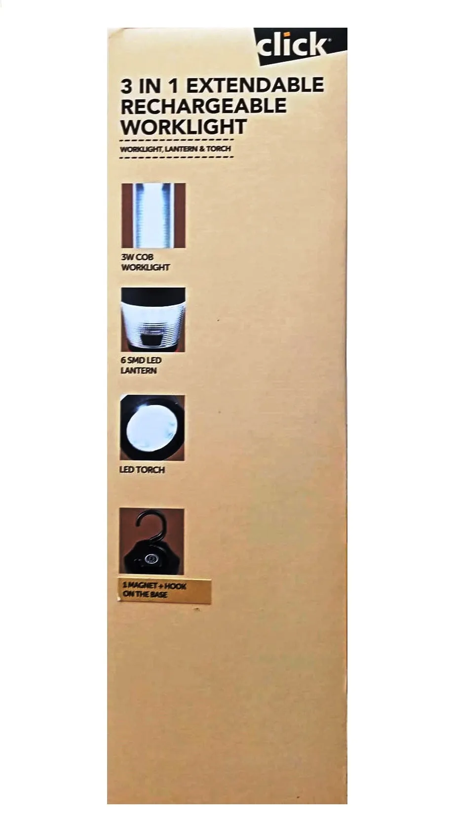 Click 3 in 1 Multipurpose Extendable Rechargeable Work Light - GS8101