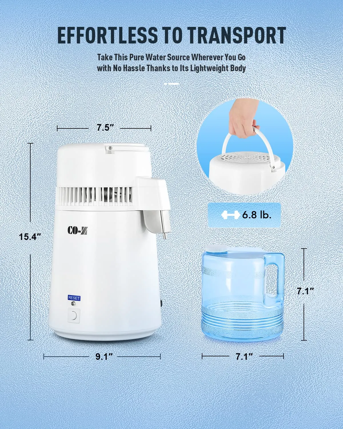 CO-Z 1.1 Gallon Water Distiller, 750W Countertop Home Office Countertop Distiller Water Making Machine, 4L Distilled Clean Water Maker, Distill Distilling Water Purifier Distillers, Pure Water Maker