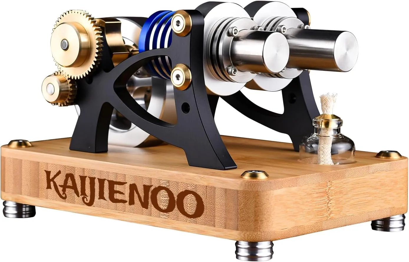 Coaxial Single-Cylinder Hot Air Stirling Engine Model Kit,Ready-to-Start Full Metal Sterling Kit,Stainless Steel Heating Tube,Precision CNC Parts,for STEM Demo & Workplace Stress Reduction