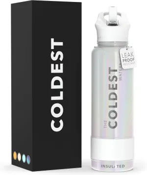 Coldest Insulated Water Bottle with Straw Lid - Stainless Steel Metal Thermos for Men & Women (Cosmic Ice Glitter, 40 oz)