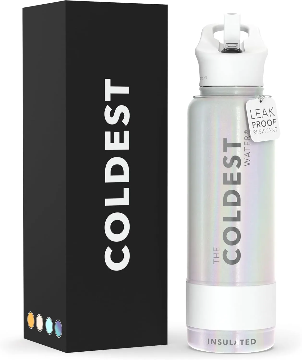 Coldest Insulated Water Bottle with Straw Lid - Stainless Steel Metal Thermos for Men & Women (Cosmic Ice Glitter, 40 oz)
