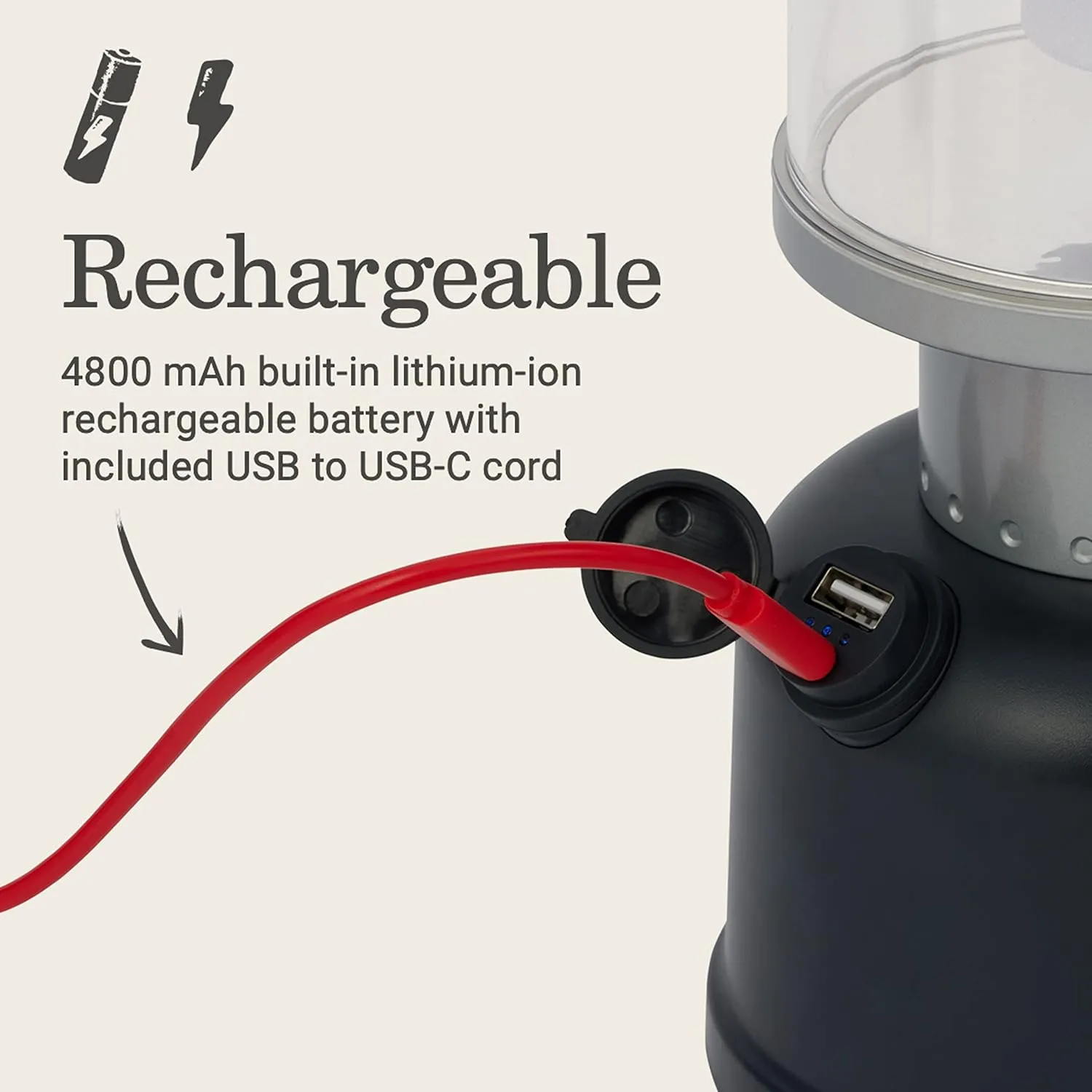 Coleman Classic Recharge 800 Lumens LED Lantern, Durable Water-Resistant Lantern with Built-in Rechargeable Batteries, Ideal for Camping and Emergencies