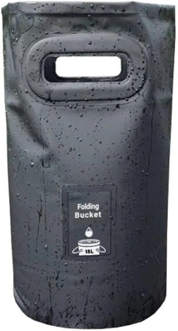 Collapsible Bucket with Handle, Lightweight Folding Water Container, Portable Collapsible Bucket for Fishing, Camping, Hiking, Backpacking, Outdoor Survival, Car Washing Black 20L
