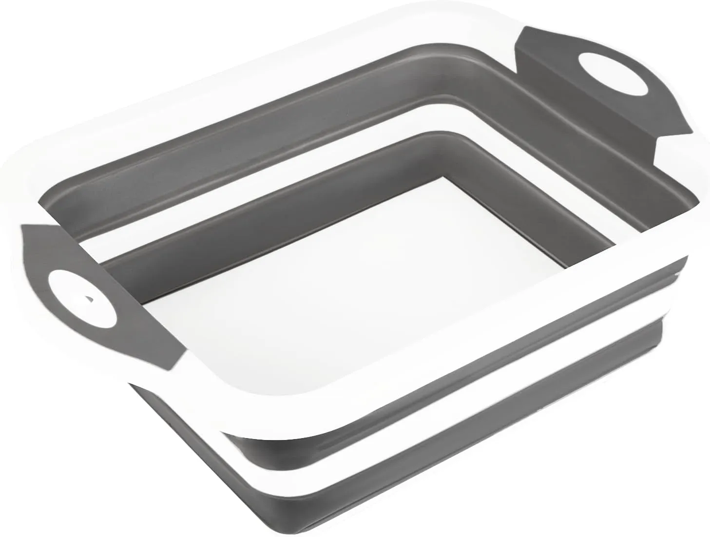Collapsible Cutting Board 10L, Foldable Dish Tub, Portable Camping Sink with Colander, Multifunction Dishing Basin Bucket Wash Tub for Kitchen Fruit Vegetable Laundry Picnic (Gray)