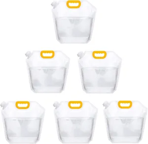 Collapsible Emergency Water Container Bag, 6Pcs 2.6 Gallon Food Grade Clear Plastic Storage Jug, Freezable