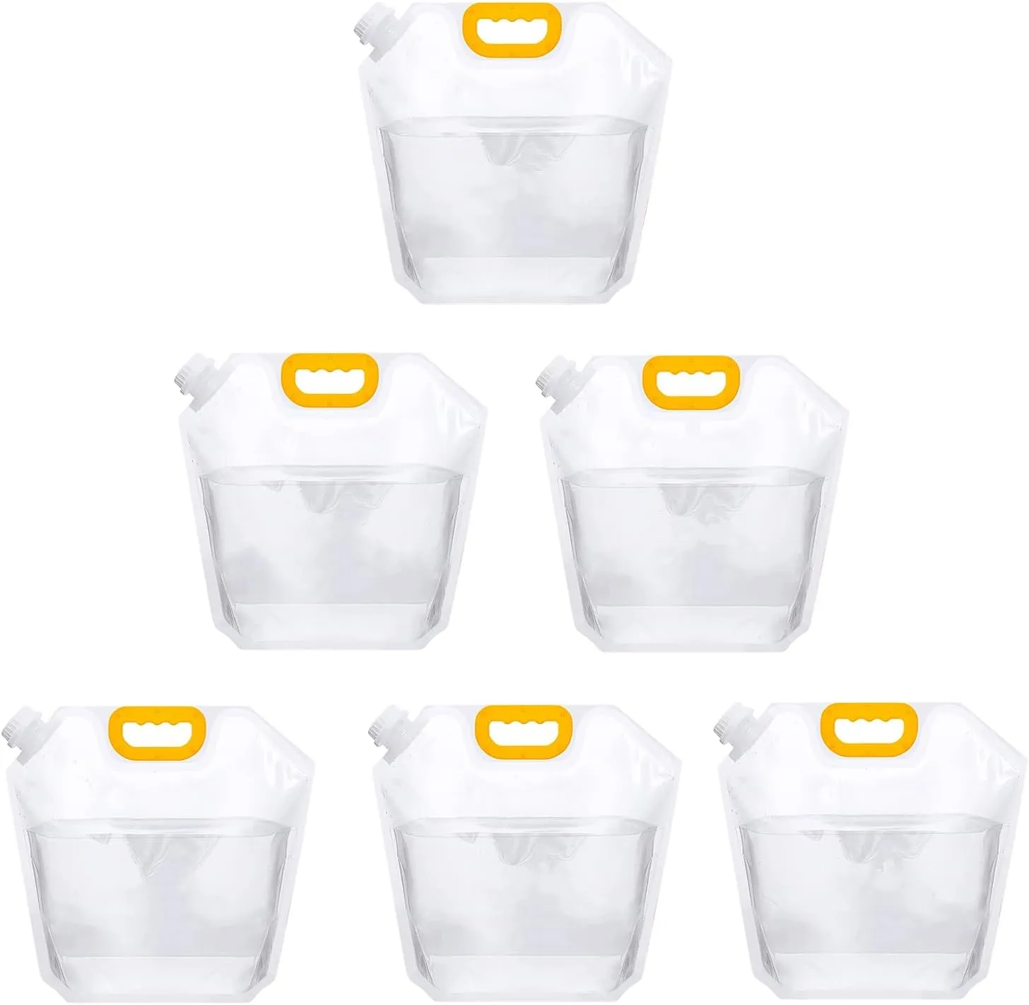 Collapsible Emergency Water Container Bag, 6Pcs 2.6 Gallon Food Grade Clear Plastic Storage Jug, Freezable