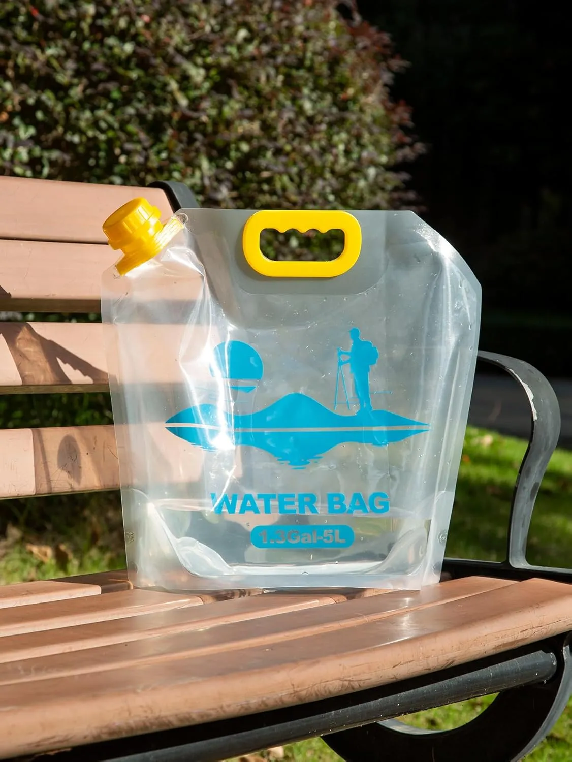 Collapsible Emergency Water Container Bag,WaterStorageCube,Flat Folding,BPA Free Food Grade,Clear Plastic Storage Jug for Camping Hiking Backpack,No-Leak Freezable,Water Bottle 1.3 Gallon/4pcs