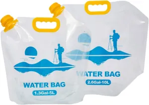 Collapsible Emergency Water Container Bag,WaterStorageCube,Flat Folding,BPA Free Food Grade,Clear Plastic Storage Jug for Camping Hiking Backpack,No-Leak Freezable,Water Bottle 1.3 Gallon/4pcs