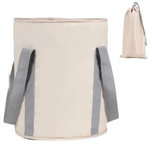 Collapsible Foot Spa Soaking Tub, Folding Feet Spa Basin, Travel Compact Foot Bath Basin, Multifunctional Portable Foot Bath Tub Bag with Handles, 30 * 30 * 38Cm, Relieve Foot Pressure,Beige