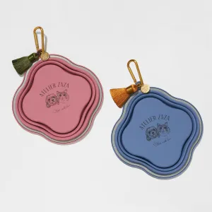 Collapsible Pet Bowl Silicone Portable Dog Water Bowls for Outdoor Travel Camping Walking Hiking Gear Foldable Rubber popup Dish (Ash Rose and Misty Blue)