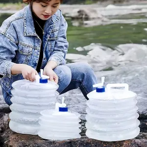 Collapsible Portable Water Container with Handle & Tap – Food-Grade Jug for Camping