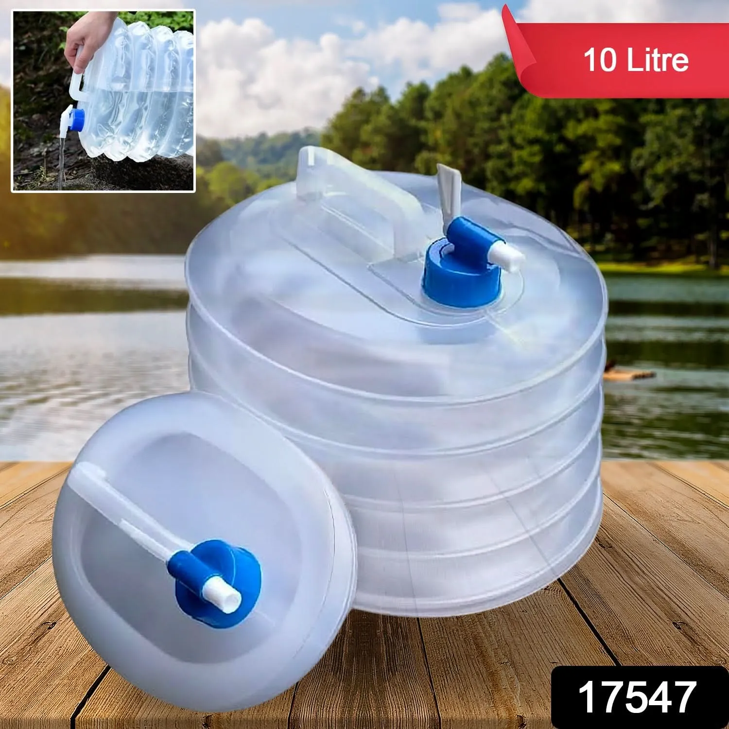 Collapsible Portable Water Container with Handle & Tap – Food-Grade Jug for Camping