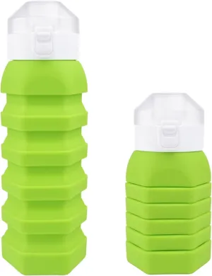 Collapsible Water Bottle Proof Durable Lightweight Reuseable BPA Free Silicone Foldable Water Bottles For Cycling Travel Gym Camping Hiking Portable Leak Proof Sports Water Bottletravel Must Haves(Gre