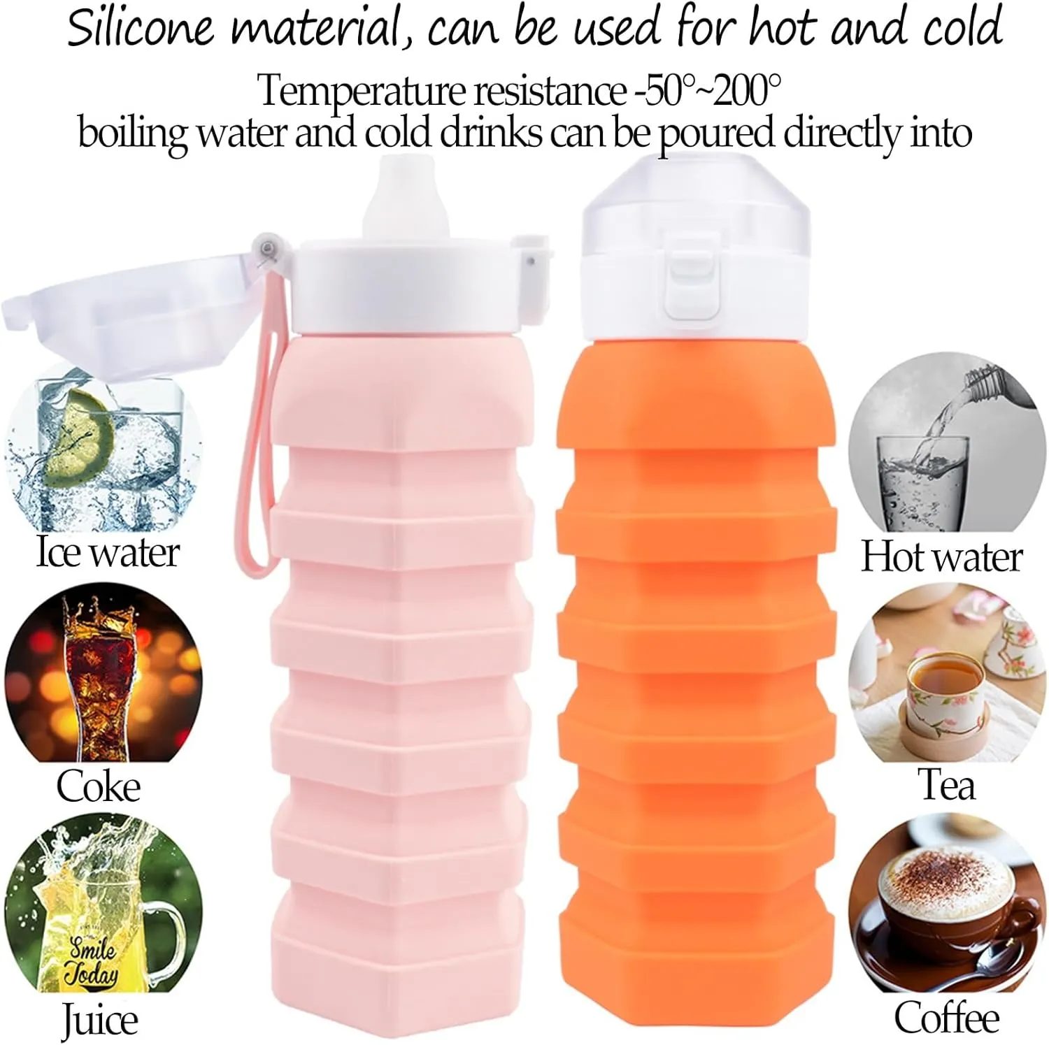 Collapsible Water Bottle Proof Durable Lightweight Reuseable BPA Free Silicone Foldable Water Bottles For Cycling Travel Gym Camping Hiking Portable Leak Proof Sports Water Bottletravel Must Haves(Gre