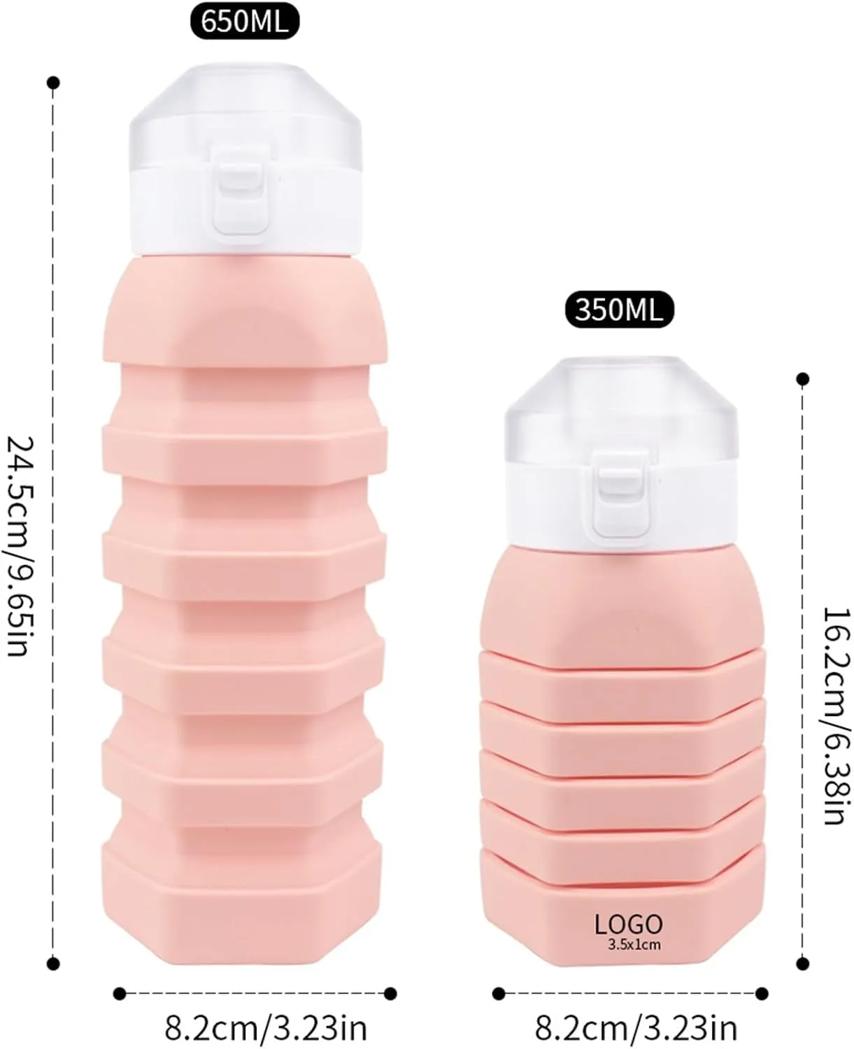 Collapsible Water Bottle Proof Durable Lightweight Reuseable BPA Free Silicone Foldable Water Bottles For Cycling Travel Gym Camping Hiking Portable Leak Proof Sports Water Bottletravel Must Haves(Gre