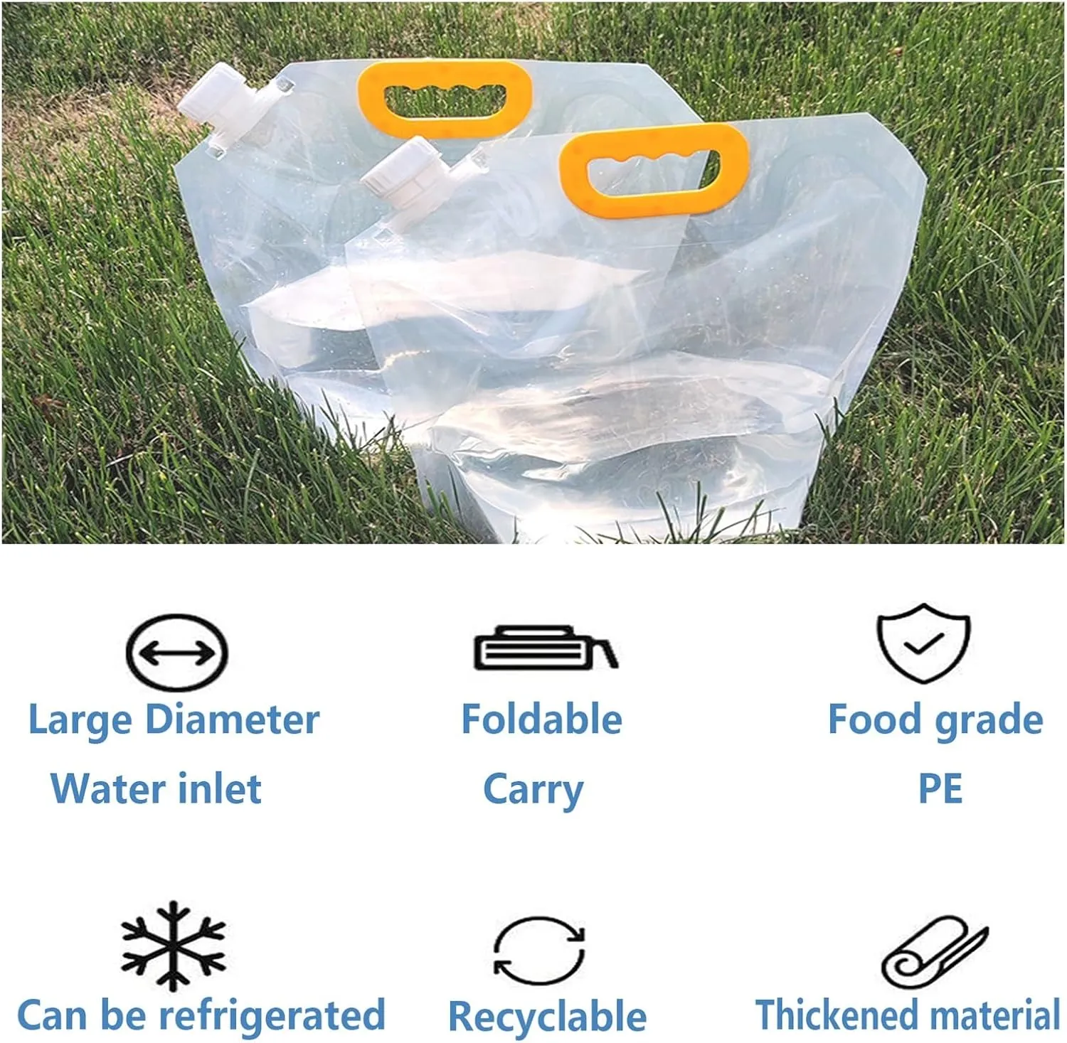 Collapsible Water Container Bag, BPA Free Plastic Collapsible Water Bag Set Car Water Container for Camping Hiking Backpack Emergency(3PCS,1.5L)