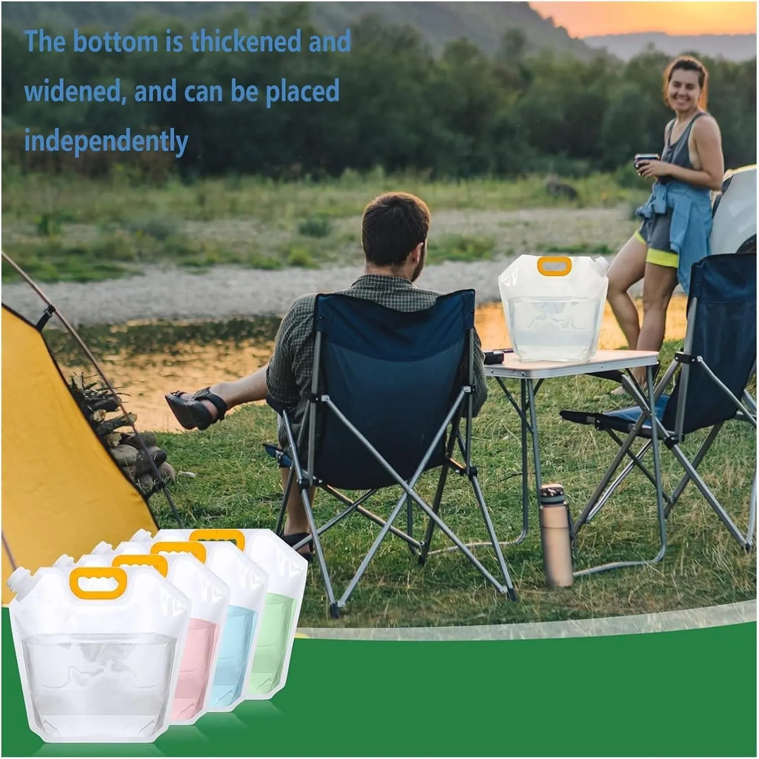 Collapsible Water Container Bag, BPA Free Plastic Collapsible Water Bag Set Car Water Container for Camping Hiking Backpack Emergency(3PCS,1.5L)