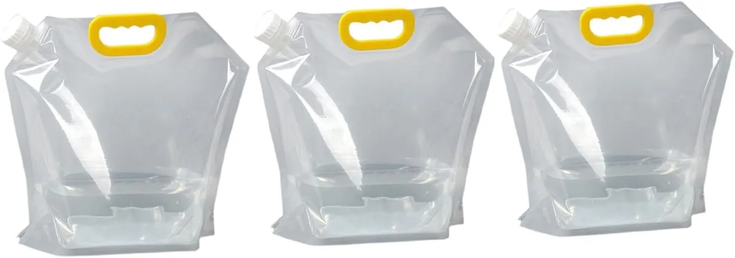 Collapsible Water Container Bag, BPA Free Plastic Collapsible Water Bag Set Car Water Container for Camping Hiking Backpack Emergency(3PCS,1.5L)