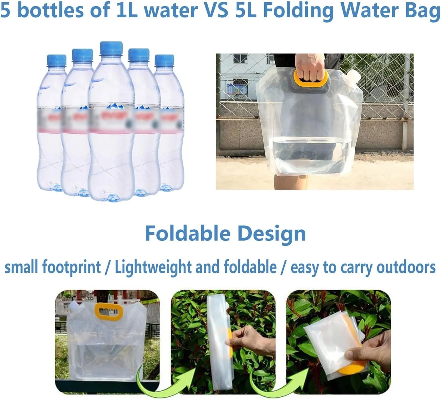 Collapsible Water Container Bag, BPA Free Plastic Collapsible Water Bag Set Car Water Container for Camping Hiking Backpack Emergency(3PCS,1.5L)
