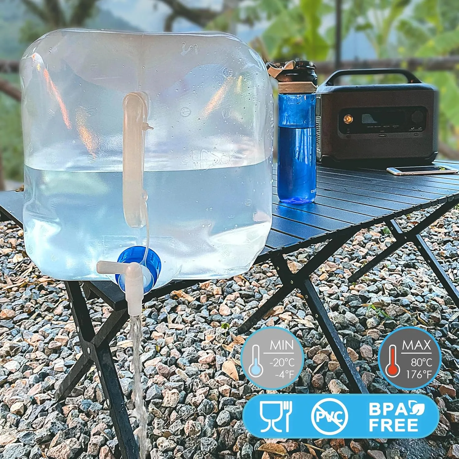 Collapsible Water Container Jug with Spigot, 4×5.3 Gallon BPA Free Camping Water Storage Carrier for Outdoor Hiking Backpacking & Emergency Survival Kit, Foldable Portable Canteen
