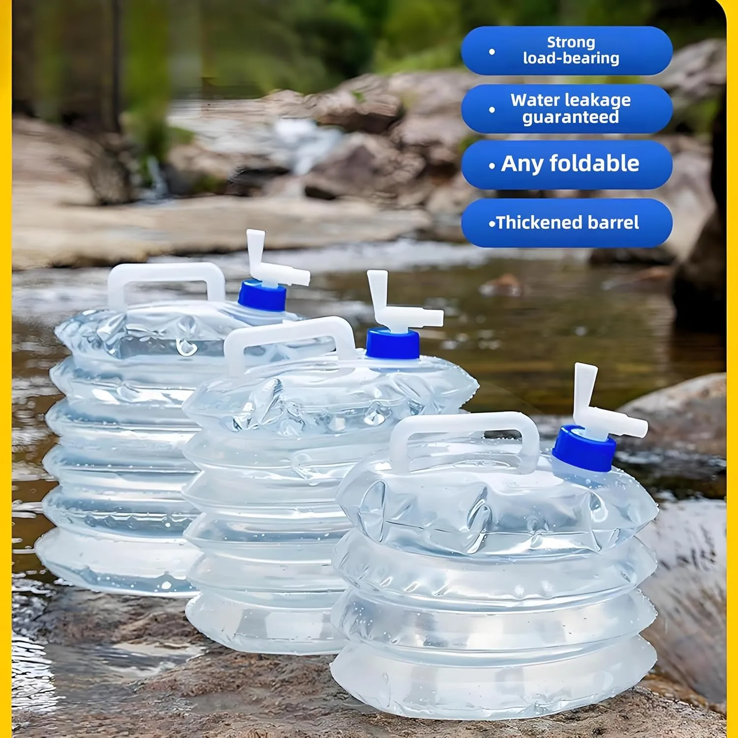 Collapsible Water Container Outdoor Wilderness with Handle high-Capacity Thickening 5L 10L 15L Portable Water Storage Jug Clear 2ps (15L)
