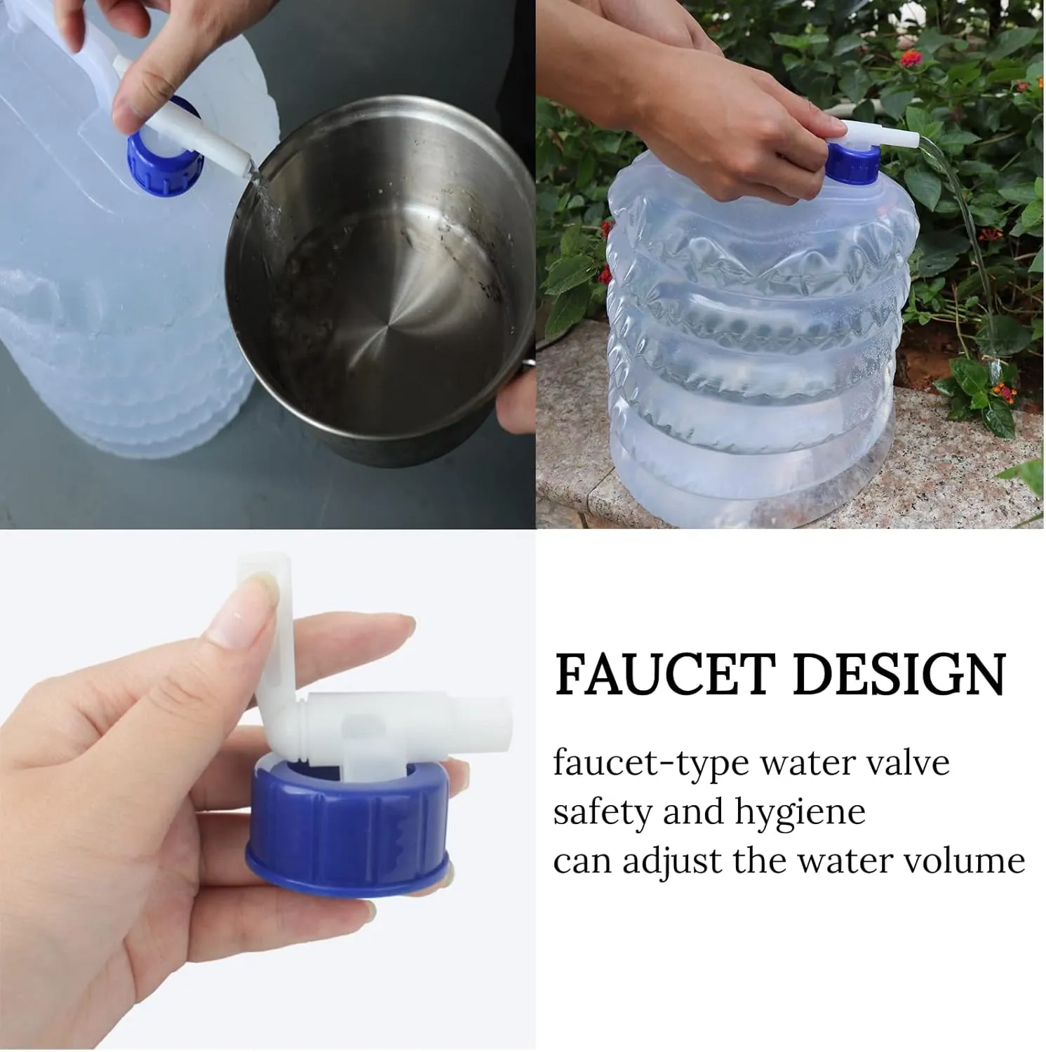 Collapsible Water Container,Drinking Water Carrier Jug with Spigot,Food Grade PET,Leak Proof Portable Travel Water Bucket for Outdoor Camping Hiking