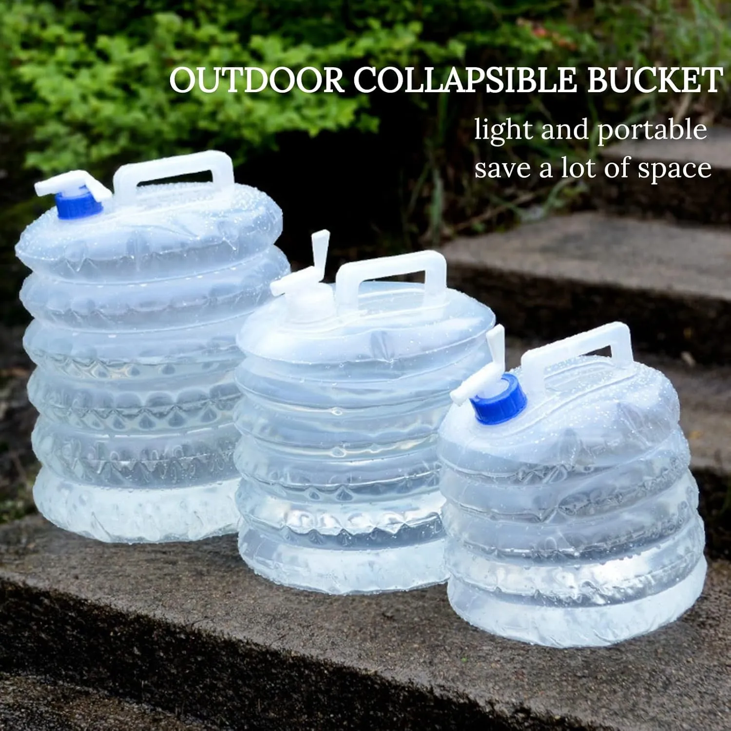 Collapsible Water Container,Drinking Water Carrier Jug with Spigot,Food Grade PET,Leak Proof Portable Travel Water Bucket for Outdoor Camping Hiking