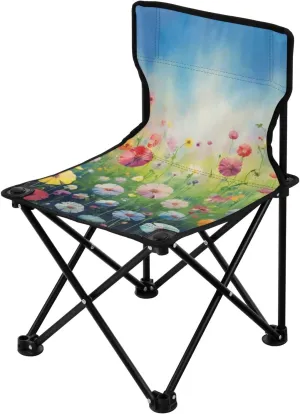 Colorful Umbrellas Portable Outdoor Folding Chair Anti-Slip Padded Oxford Cloth Stool Camping Chair Small for Beach Hiking Fishing Gardening Quad Camp Chair