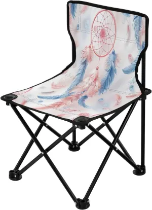 Colorful Wind Chimes Portable Outdoor Folding Chair Anti-Slip Padded Oxford Cloth Stool Camping Chair Small for Beach Hiking Fishing Gardening Quad Camp Chair